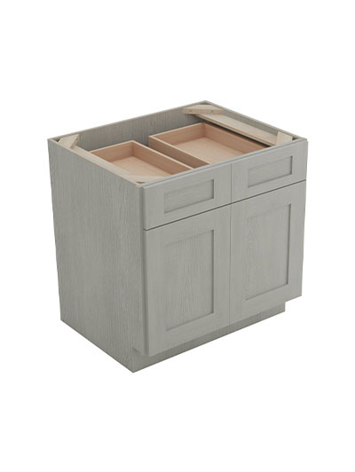 Nova Light Grey Shaker B36b 2 Drawer 2 Door Base Cabinet Closed