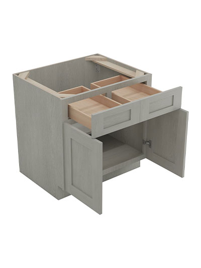 AN-B36B: Nova Light Grey Shaker 36″ 2 Drawer 2 Door Base Cabinet