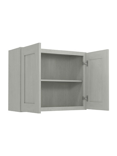 AN-W3024B: Nova Light Grey Shaker 30″ Double Door Bridge Wall Cabinet