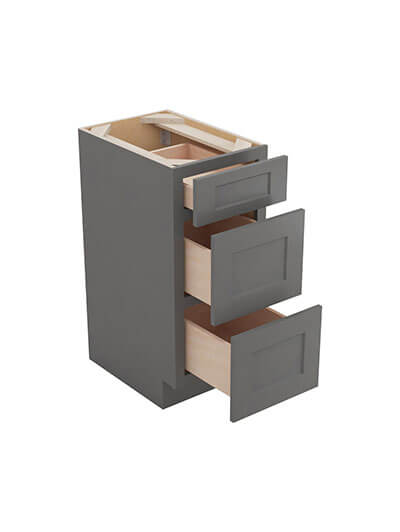 SG-3VDB18: Shaker Grey 18″ Vanity Drawer Base