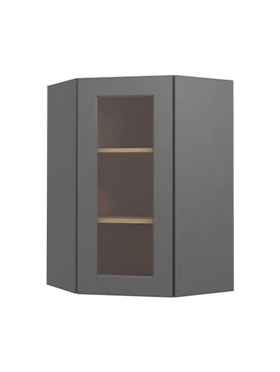 Shaker Grey Dcw2442gd Diagonal Glass Door Wall Cabinet Closed