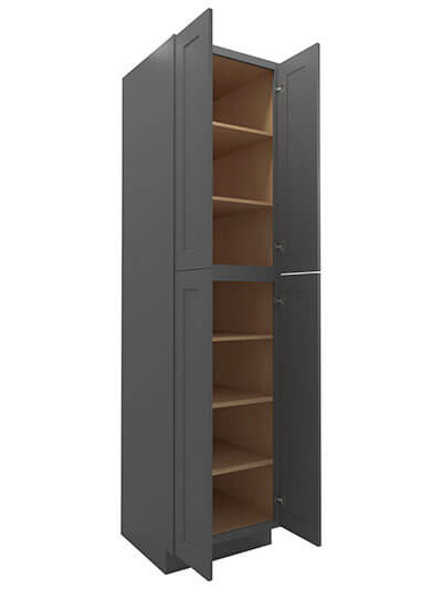 SG-U309024: Shaker Grey 30″ Utility Cabinet Four Doors 90″ H