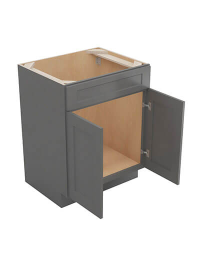 SG-VS24: Shaker Grey 24″ Vanity Sink Base Double Door Single Drawer Front