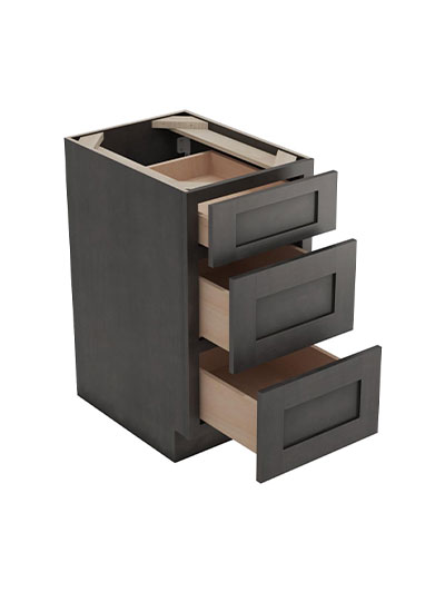 AG-DB18(3): Greystone Shaker 18″ 3 Drawer Base Cabinet
