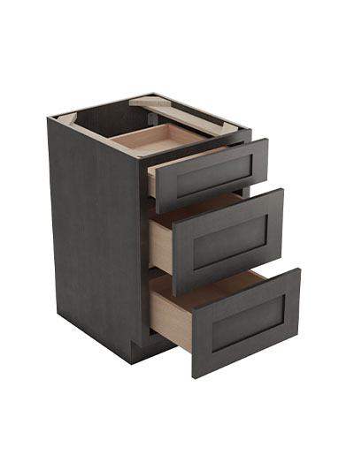 AG-DB21(3): Greystone Shaker 21″ 3 Drawer Base Cabinet