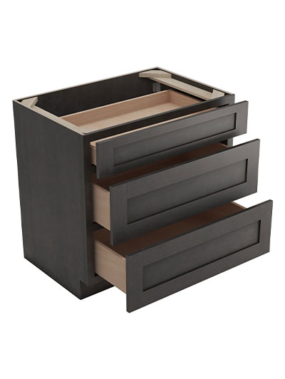 AG-DB36(3): Greystone Shaker 36″ 3 Drawer Base Cabinet