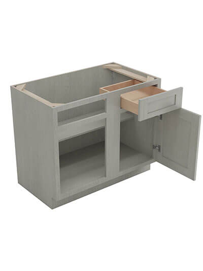 AN-BBLC42/45-39″W: Nova Light Grey Shaker 42″ 1 Drawer 1 Door Blind Corner Base Cabinet