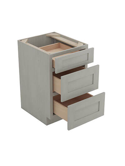 AN-DB21(3): Nova Light Grey Shaker 21″ 3 Drawer Base Cabinet