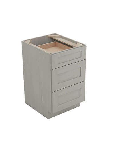 Nova Light Grey Shaker Db24 3 Drawer Base Cabinet Closed