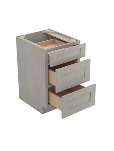 AN-DB24(3): Nova Light Grey Shaker 24″ 3 Drawer Base Cabinet