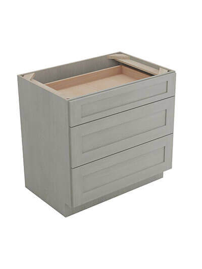 Nova Light Grey Shaker Db30 3 Drawer Base Cabinet Closed