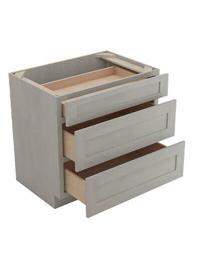 AN-DB30(3): Nova Light Grey Shaker 30″ 3 Drawer Base Cabinet