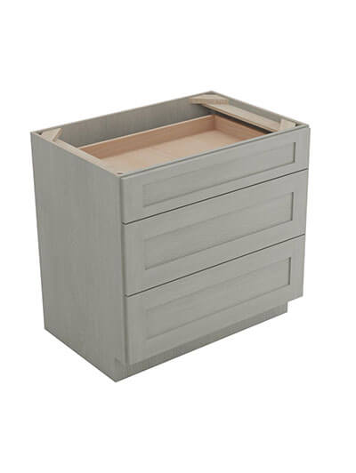 Nova Light Grey Shaker Db36 3 Drawer Base Cabinet Closed