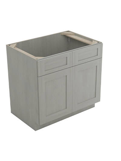 Nova Light Grey Shaker Sb36b 2 Door Sink Base Cabinet Closed