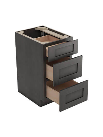 Greystone Shaker Db15 3 Drawer Base Cabinet Open