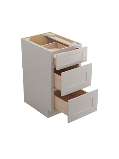 SD-3DB18: Shaker Dove 18″ Three Drawer Base Cabinet