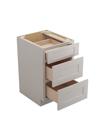 SD-3DB21: Shaker Dove 21″ Three Drawer Base Cabinet