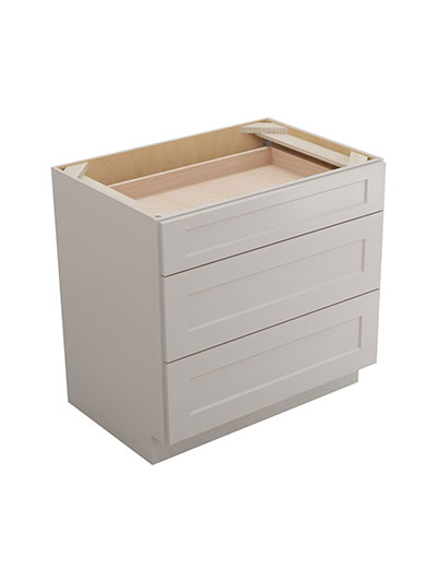 Shaker Dove 3db36 Three Drawer Base Cabinet Closed