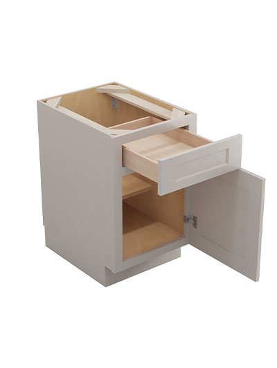 SD-B18: Shaker Dove 18″ Single Drawer Single Door Base Cabinet