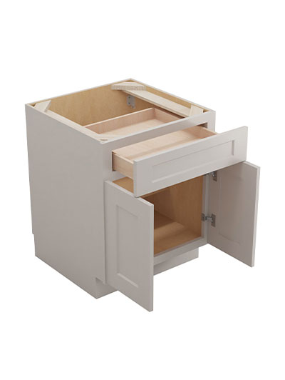 SD-B24: Shaker Dove 24″ Double Door Single Drawer Cabinet