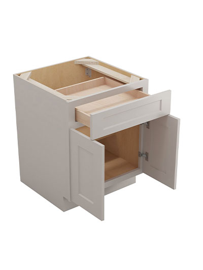 SD-B27: Shaker Dove 27″ Double Door Single Drawer Cabinet