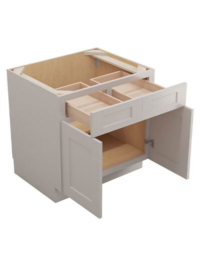 SD-B30: Shaker Dove 30″ Double Door Double Drawer Cabinet
