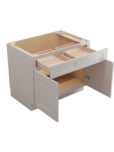 SD-B36: Shaker Dove 36″ Double Door Double Drawer Cabinet