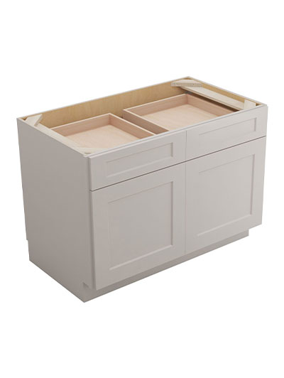 Shaker Dove B42 Double Door Double Drawer Cabinet Closed