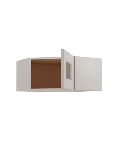 SD-DCW2412GD: Shaker Dove Glass Door Diagonal Wall Stacker Cabinet 12″ H