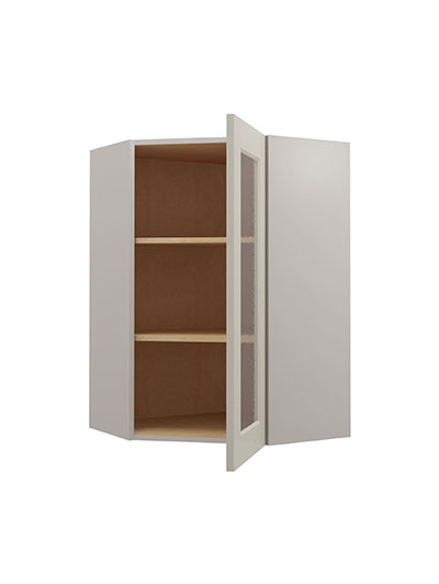 SD-DCW2436GD: Shaker Dove Diagonal Glass Door Wall Cabinet 36″ Tall
