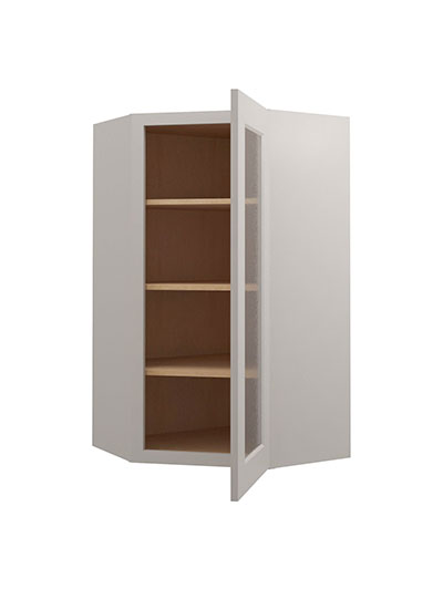 SD-DCW2442GD: Shaker Dove Diagonal Glass Door Wall Cabinet 42″ Tall