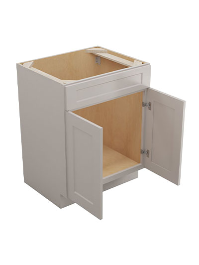 SD-VS27: Shaker Dove 27″ Vanity Sink Base Double Door Single Drawer Front