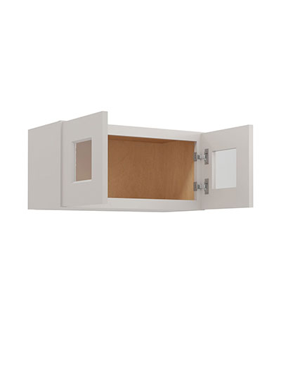 SD-W2412GD: Shaker Dove 24″ Glass Door Wall Stacker Cabinet Double Door 12″ H