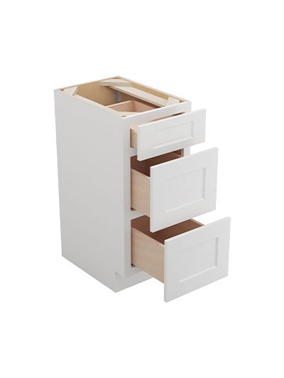 WS-3VDB15: Shaker White 15″ Vanity Drawer Base
