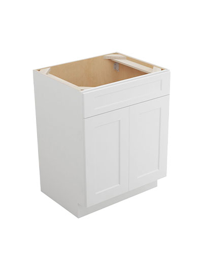 Shaker White Vs27 Vanity Sink Base Double Door Closed