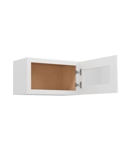 WS-W2112GD: Shaker White 21″ Glass Door Wall Stacker Cabinet Single Door 12″ H