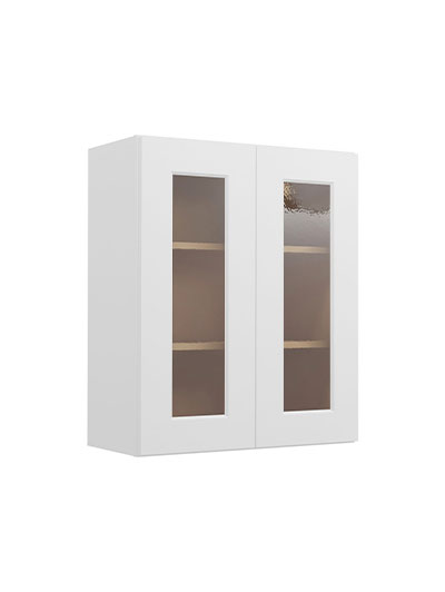 Shaker White W2430gd Glass Door Wall Cabinet Closed