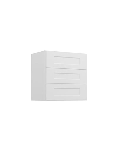 Shaker White W3d18 Three Drawer Wall Cabinet Closed