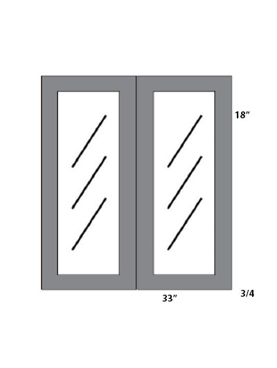 Unfinished Shaker 33×18 Glass Door (Pair)