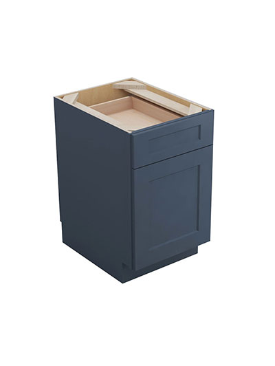 Oceana Blue Shaker B15 Single Drawer Single Door Base Cabinet Closed
