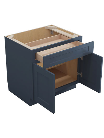 Oceana Blue Shaker 30″ Single Drawer, Double Door Base Cabinet