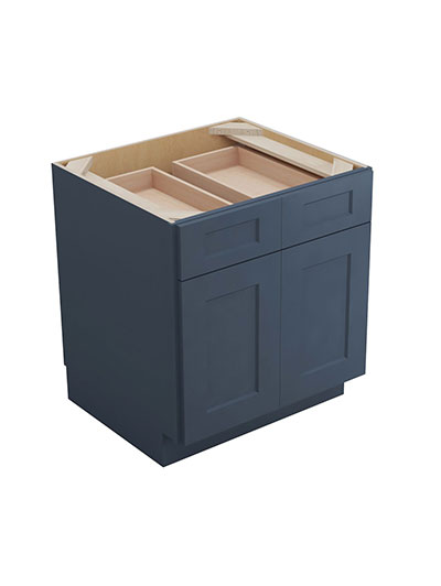 Oceana Blue Shaker B33 Double Drawer Double Door Base Cabinet Closed