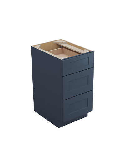 Oceana Blue Shaker Db18 3 Three Drawer Base Cabinet Closed