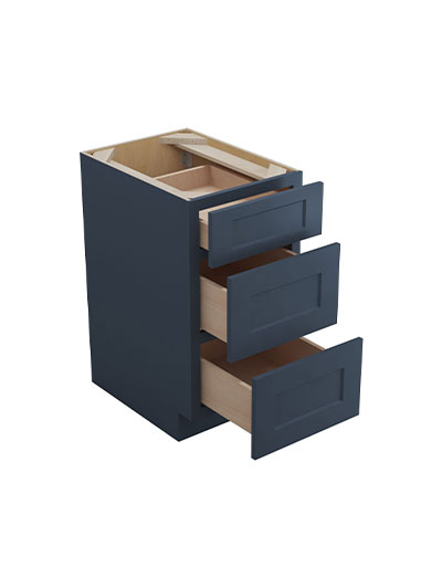 Oceana Blue Shaker 18″ Three Drawer Base Cabinet