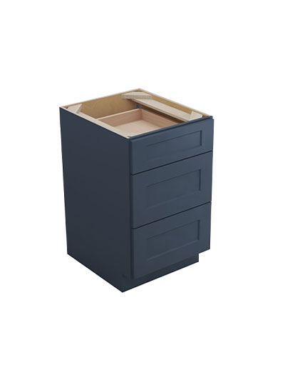 Oceana Blue Shaker Db21 3 Three Drawer Base Cabinet Closed