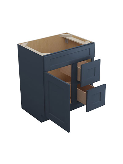 Oceana Blue Shaker 30″ Single Left Door, Double Drawer Vanity Sink Base