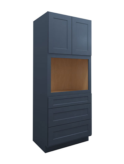 Oceana Blue Shaker Oc31584 Three Drawer Oven Pantry Closed