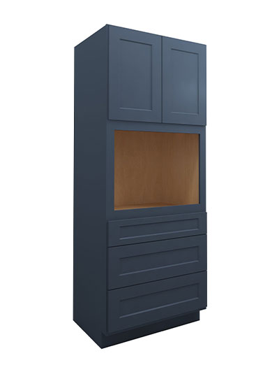 Oceana Blue Shaker Oc31590 Three Drawer Oven Pantry Closed