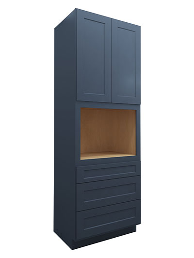 Oceana Blue Shaker Oc31596 Three Drawer Oven Pantry Closed