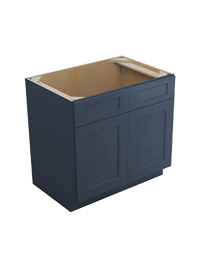 Oceana Blue Shaker Sb36 Double Door Sink Base Cabinet Closed
